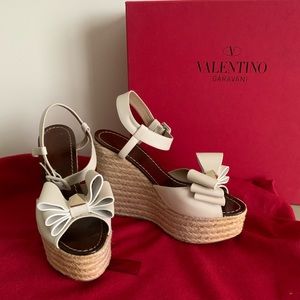 Valentino Napa Rockstud Bow Espadrille Wedge